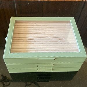 Wolf large jewelry box with window and Lusterloc in Sage Green